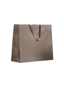 Shopper in Carta Lusso colore Tabacco con maniglia di grosgrain in tinta
