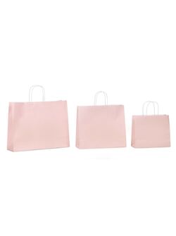 borse in carta rosa con manici intrecciati
