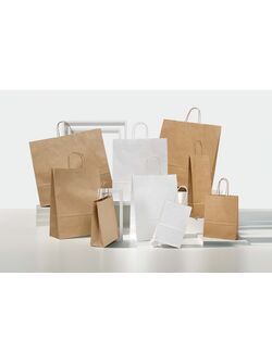 shopper in carta kraft e maniglie intrecciate