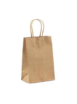 Shopper in Carta Kraft Avana con Maniglia Intrecciata