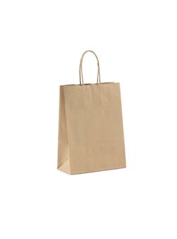 shopper in carta kraft colore avana con maniglia intrecciata