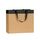 shopper in carta avana con striscia nera e maniglia in grosgrain nera