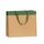 shopper carta avana con striscia verde e maniglie in grosgrain verde
