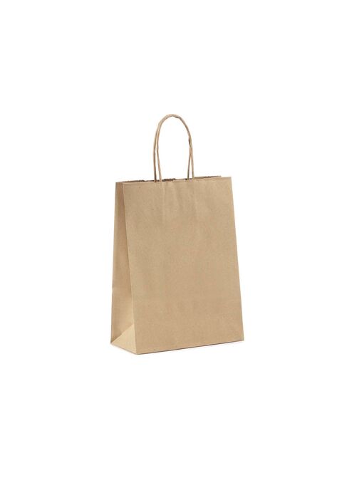 shopper carta kraft colore avana con maniglia intrecciata