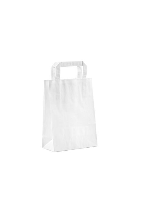 shopper in carta bianca con maniglia piatta