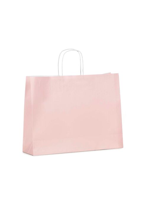 shopper in carta colore rosa antico con maniglie intrecciate