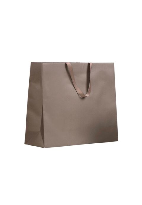 Shopper in Carta Lusso colore Tabacco con maniglia di grosgrain in tinta