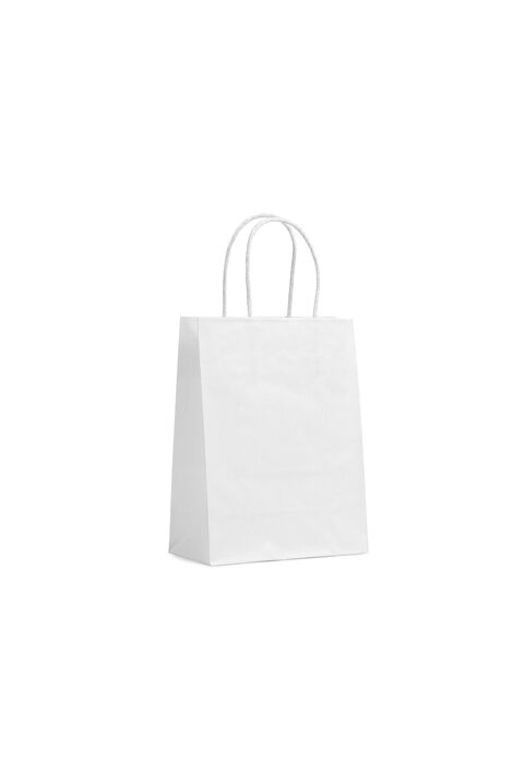 shopper in carta lusso colore bianco con maniglia in cordino di cotone