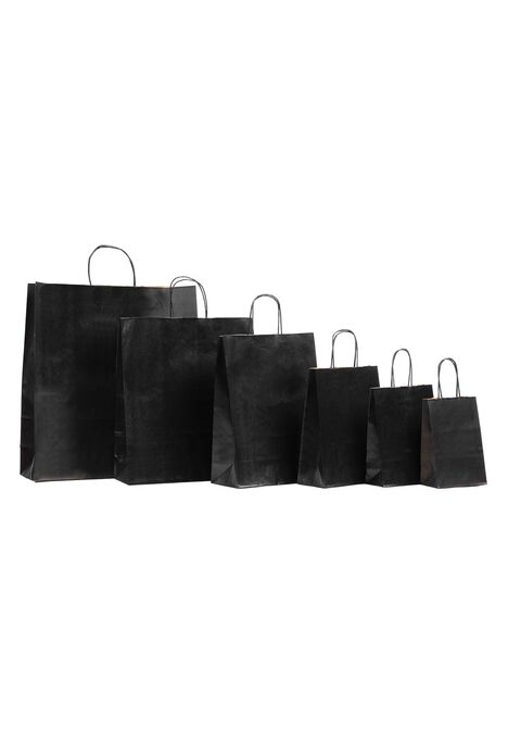 borse in carta con manici intrecciati colore nero