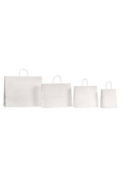borse in carta lusso colore bianco con manici in cordino di cotone bianchi