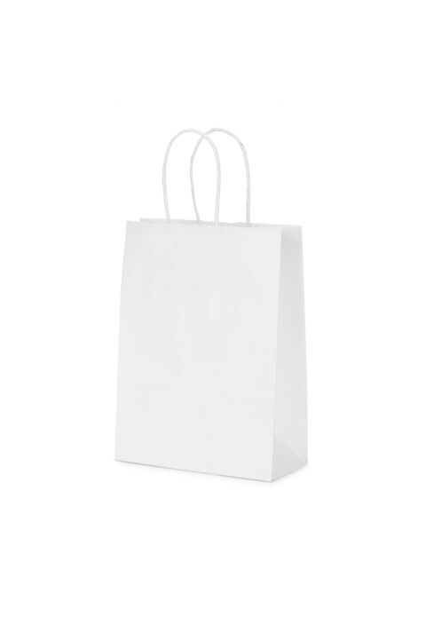 shoppe in carta kraft bianco con maniglie intrecciate