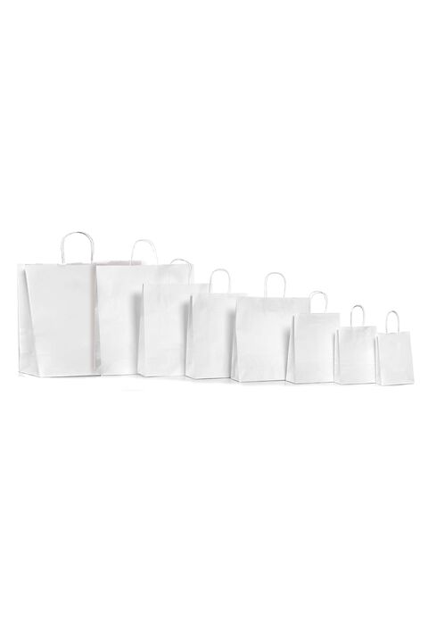 borse in carta krafy colore bianco con manici intrecciati