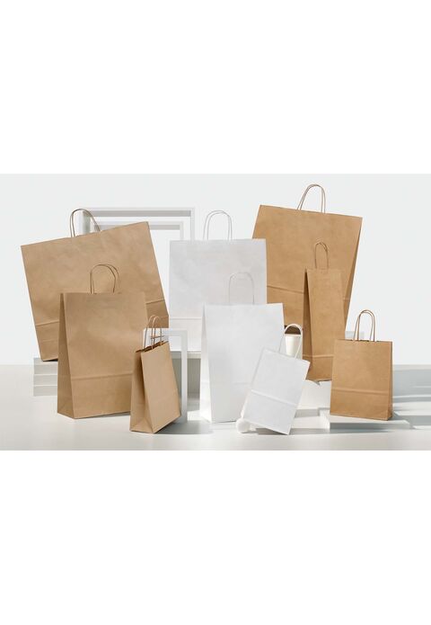 borse in carta kraft con maniglie intrecciate