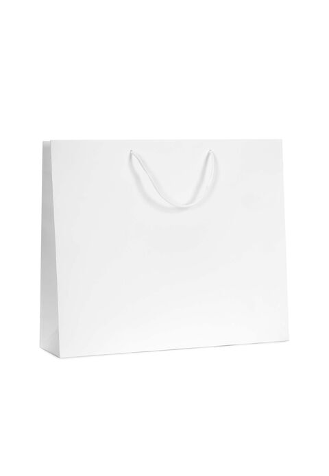 shopper in carta kraft bianca con maniglia in cordino di cotone bianca