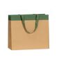 shopper in carta lusso colore avana con striscia colore verde e maniglia in grosgrain verde
