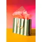 Shopper Carta Stripes Verde con Maniglia in Grosgrain
